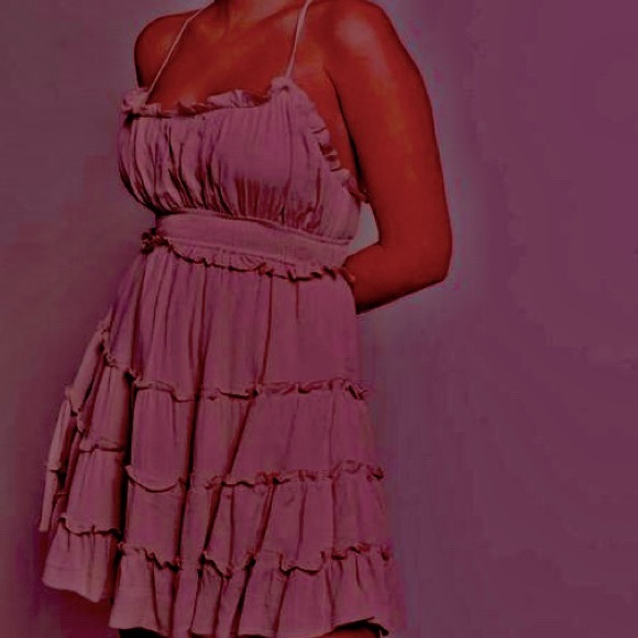 🛑 SOLD 🛑 Lilac Puple Dusty Rose lace Mini Country Spaghetti Stap 90s Sundress - Picture 1 of 5
